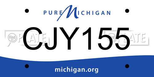 CJY155 Michigan License Plate