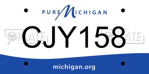 CJY158 Michigan License Plate