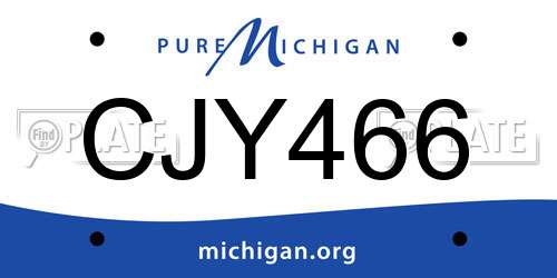 CJY466 Michigan License Plate