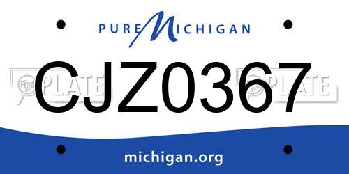 CJZ0367 Michigan License Plate