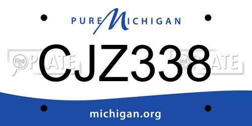 CJZ338 Michigan License Plate