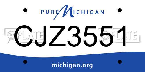 CJZ3551 Michigan License Plate