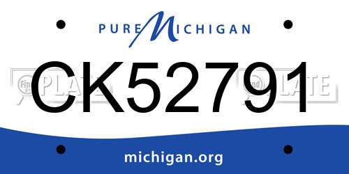 CK52791 Michigan License Plate