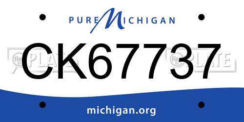 CK67737 Michigan License Plate