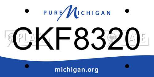CKF8320 Michigan License Plate