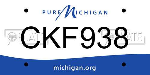 CKF938 Michigan License Plate