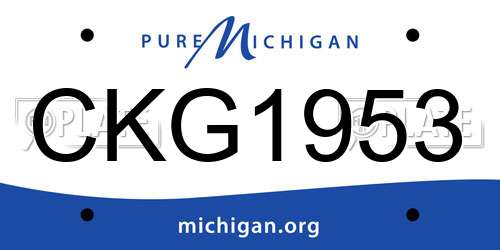 CKG1953 Michigan License Plate