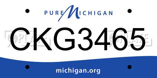 CKG3465 Michigan License Plate