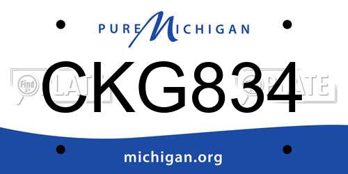 CKG834 Michigan License Plate