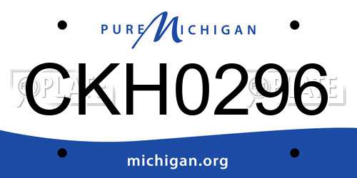 CKH0296 Michigan License Plate