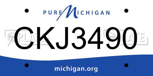 CKJ3490 Michigan License Plate