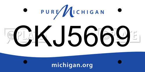 CKJ5669 Michigan License Plate