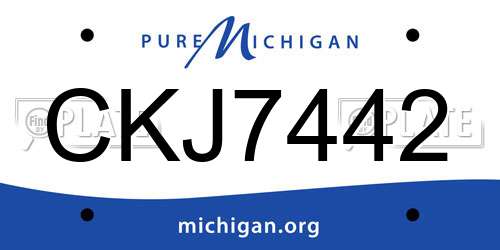 CKJ7442 Michigan License Plate
