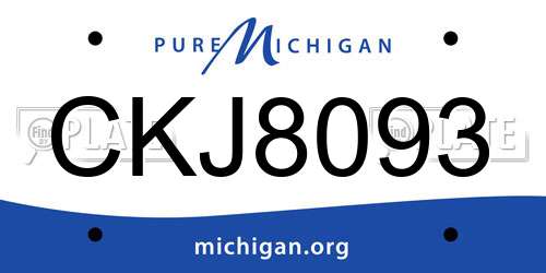 CKJ8093 Michigan License Plate