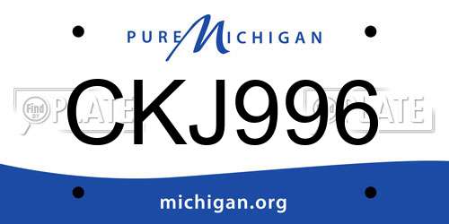 CKJ996 Michigan License Plate