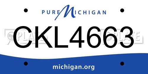 CKL4663 Michigan License Plate