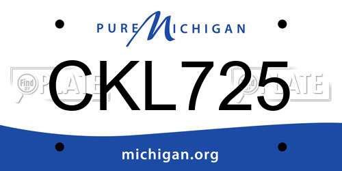 CKL725 Michigan License Plate