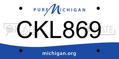 CKL869 Michigan License Plate