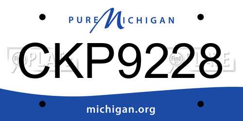 CKP9228 Michigan License Plate