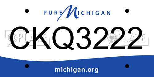 CKQ3222 Michigan License Plate