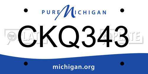 CKQ343 Michigan License Plate