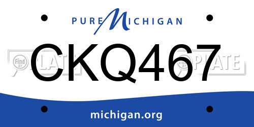 CKQ467 Michigan License Plate