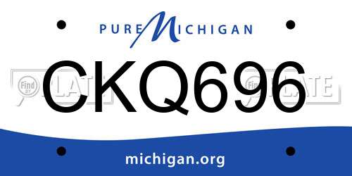 CKQ696 Michigan License Plate