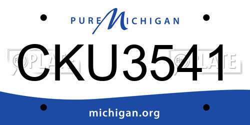 CKU3541 Michigan License Plate