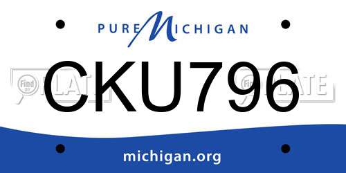CKU796 Michigan License Plate