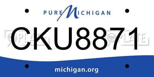 CKU8871 Michigan License Plate