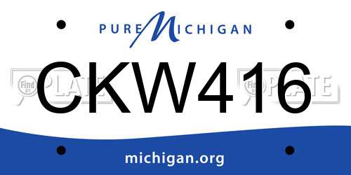CKW416 Michigan License Plate