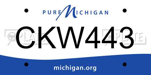 CKW443 Michigan License Plate