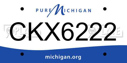 CKX6222 Michigan License Plate