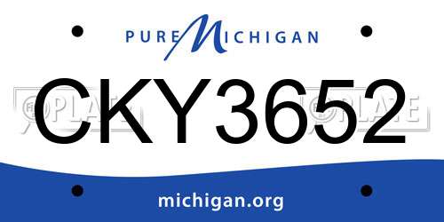 CKY3652 Michigan License Plate