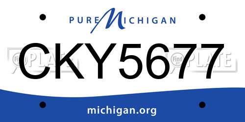 CKY5677 Michigan License Plate