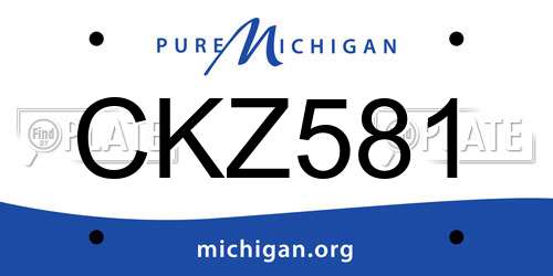 CKZ581 Michigan License Plate
