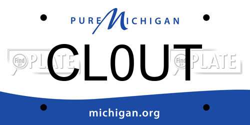 CL0UT Michigan License Plate