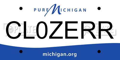 CL0ZERR Michigan License Plate