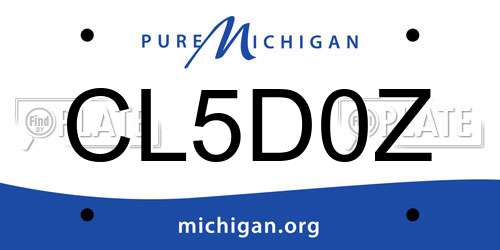 CL5D0Z Michigan License Plate