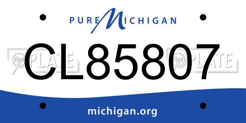 CL85807 Michigan License Plate