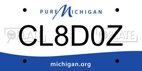 CL8D0Z Michigan License Plate