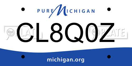 CL8Q0Z Michigan License Plate