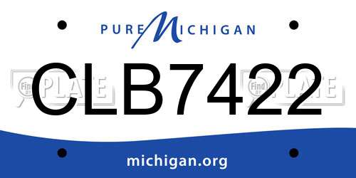 CLB7422 Michigan License Plate
