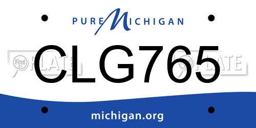 CLG765 Michigan License Plate
