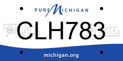 CLH783 Michigan License Plate