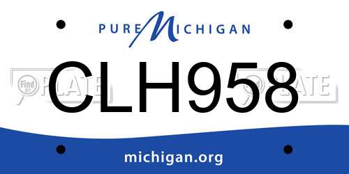 CLH958 Michigan License Plate