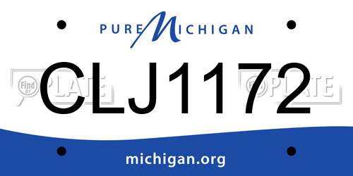 CLJ1172 Michigan License Plate