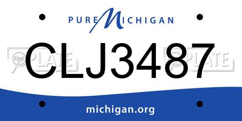 CLJ3487 Michigan License Plate