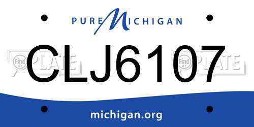 CLJ6107 Michigan License Plate