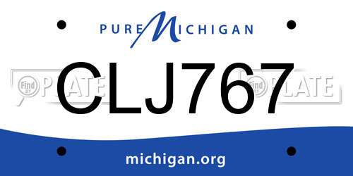 CLJ767 Michigan License Plate